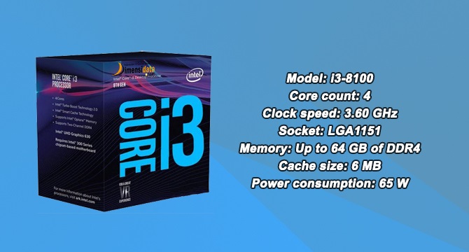 Processor PC Gaming Terbaik Intel Core i3 8100