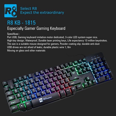 R8 KB 1815 Backlight Gaming Keyboard Terbarik Terbaru 2017 Harga Murah