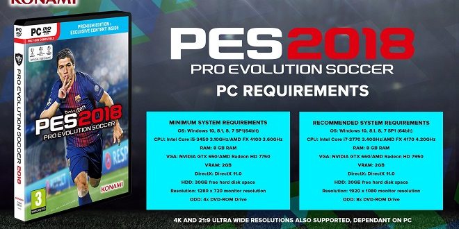Spesifikasi Minimum PES 2018 untuk PC dan Laptop