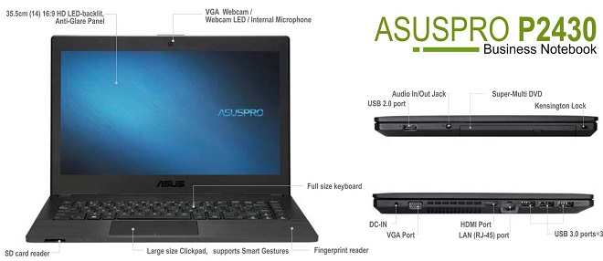 Spesifikasi dan Harga Laptop ASUSPRO P2430UA i3 Terbaru